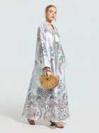 Paisley Print Satin Robe Dress - Social Queen