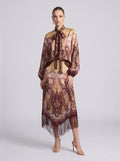 Paisley Print Silk Fringe Set - Social Queen