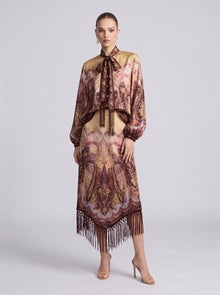 Paisley Print Silk Fringe Set - Social Queen