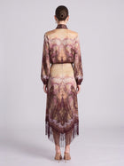 Paisley Print Silk Fringe Set - Social Queen