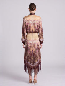 Paisley Print Silk Fringe Set - Social Queen