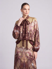 Paisley Print Silk Fringe Set - Social Queen