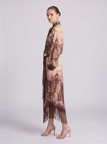 Paisley Print Silk Fringe Set - Social Queen