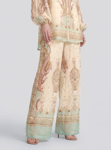 Paisley Print Wide-Leg Pants - Social Queen