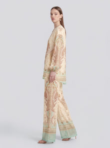 Paisley Print Wide-Leg Pants - Social Queen