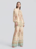 Paisley Print Wide-Leg Pants - Social Queen