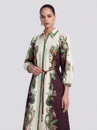 Paisley Vine Print Linen Shirtdress - Social Queen
