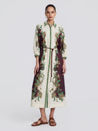 Paisley Vine Print Linen Shirtdress - Social Queen