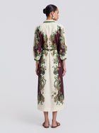 Paisley Vine Print Linen Shirtdress - Social Queen