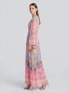 Palace Art Print Silk Maxi Dress - Social Queen