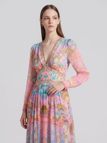 Palace Art Print Silk Maxi Dress - Social Queen