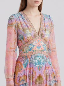 Palace Art Print Silk Maxi Dress - Social Queen