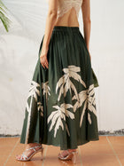 Palm Print Cotton Maxi Skirt - Social Queen