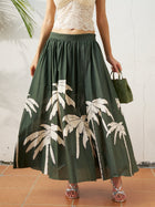 Palm Print Cotton Maxi Skirt - Social Queen