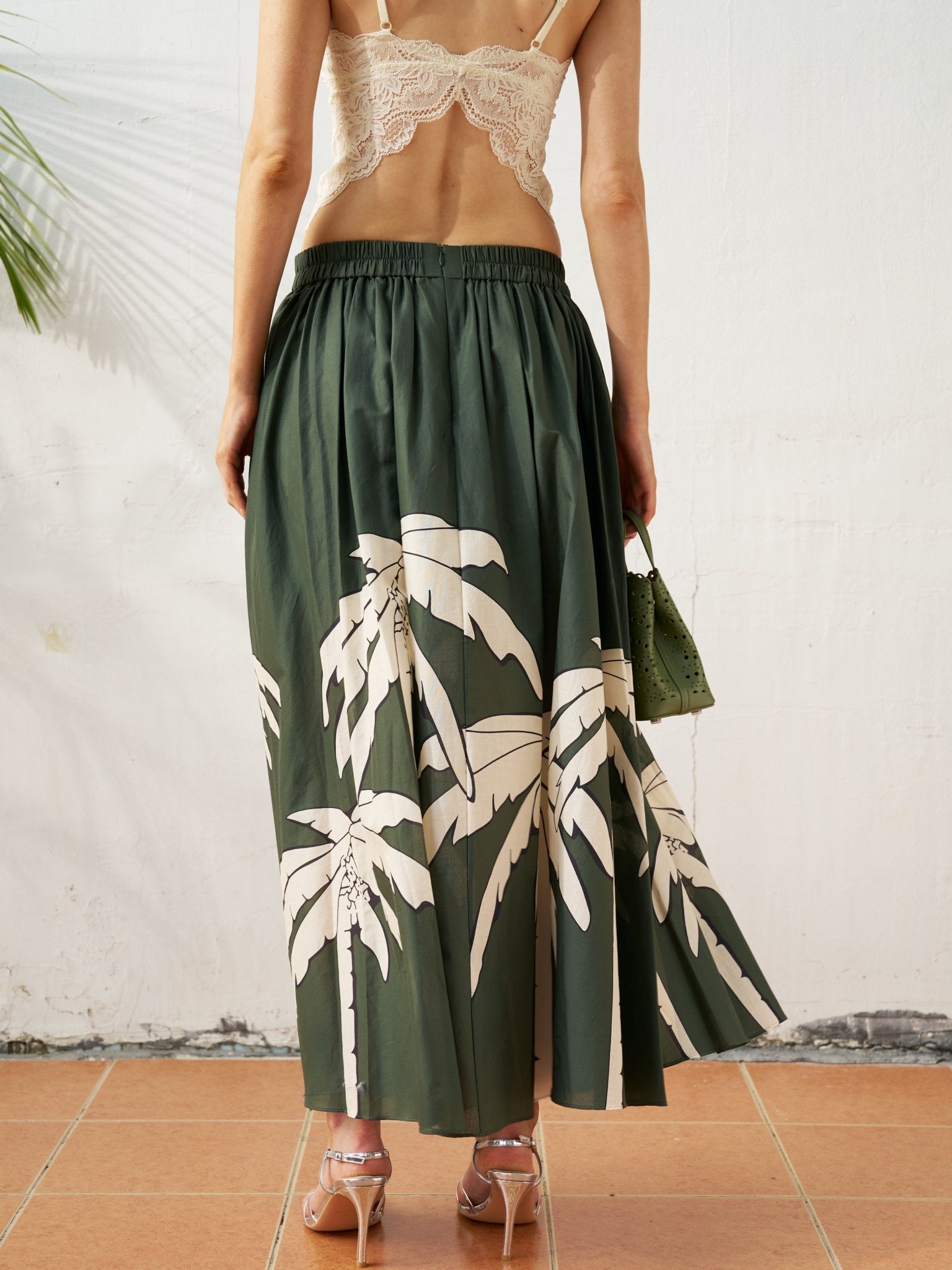 Palm Print Cotton Maxi Skirt - Social Queen