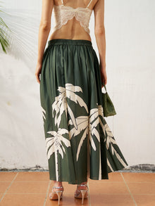 Palm Print Cotton Maxi Skirt - Social Queen