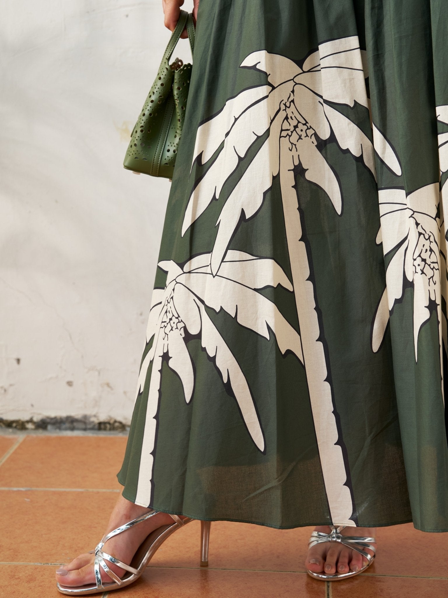 Palm Print Cotton Maxi Skirt - Social Queen