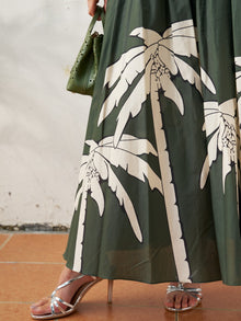 Palm Print Cotton Maxi Skirt - Social Queen