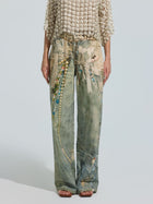 Pearl Chain Printed Jeans - Social Queen