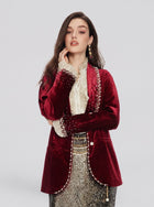 Pearl & Crystal Velvet Blazer - Social Queen
