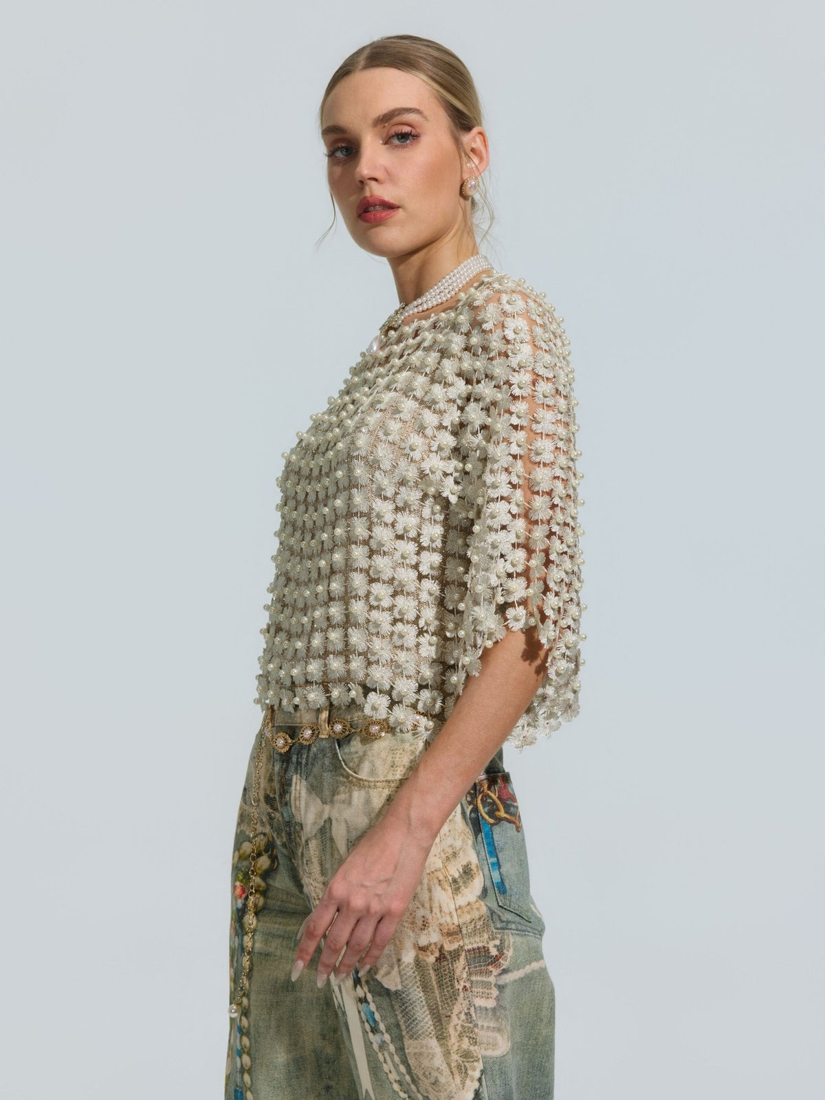 Pearl Daisy Cutwork Top (Camisole Not Included) - Social Queen