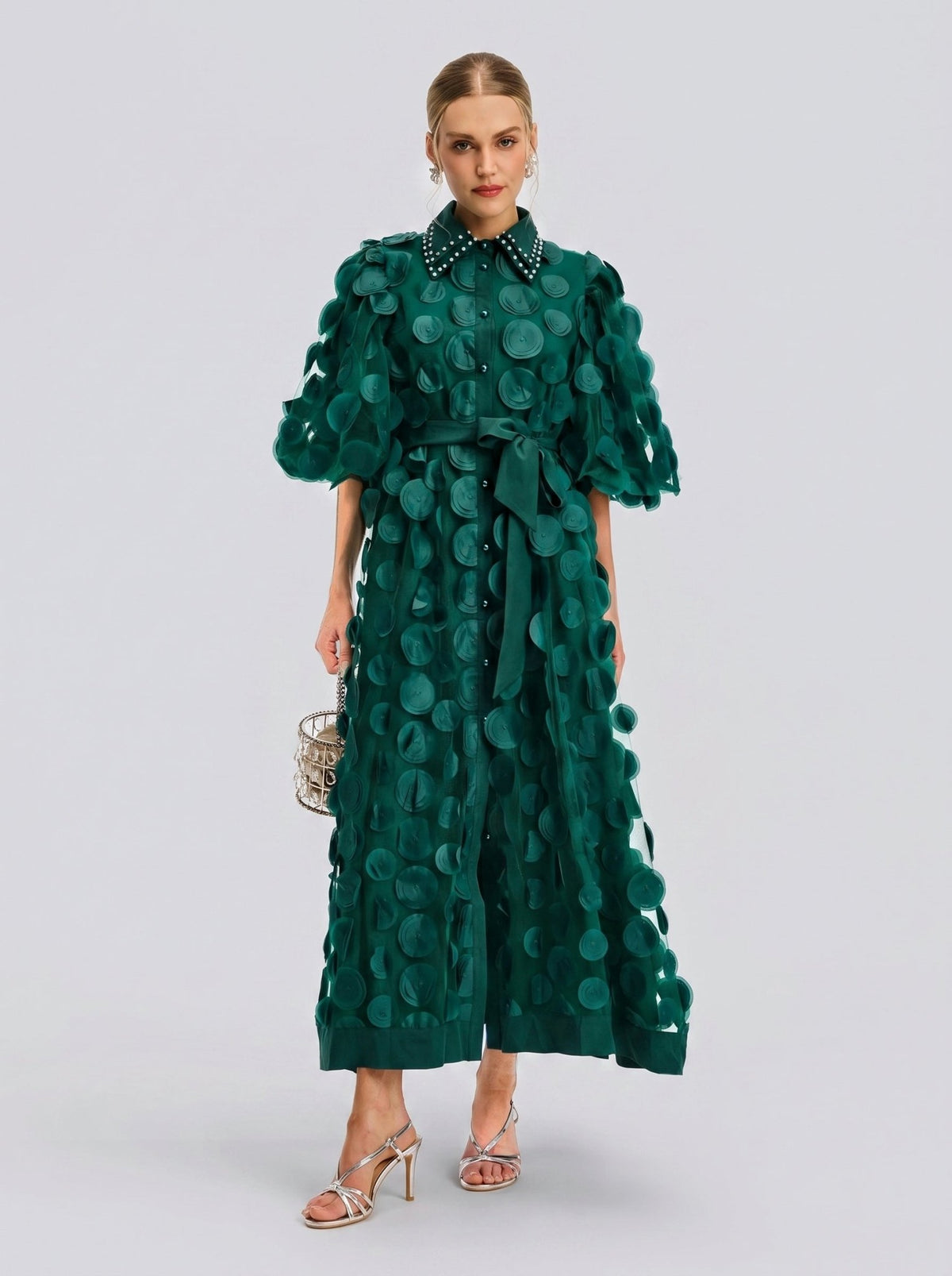 Pearl Embellished Appliqué Dress - Social Queen