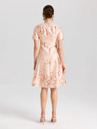 Pearl Embellished Jacquard Dress - Social Queen