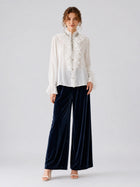 Pearl Embellished Ruffle Collar Blouse - Social Queen