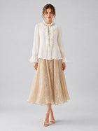 Pearl Embellished Ruffle Collar Blouse - Social Queen