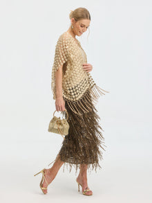 Pearl Floral Appliqué Fringe Cape - Social Queen
