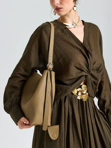 Pebbled Leather Tote Bucket Bag - Social Queen