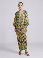 Persian Art Print Silk Kaftan Dress - Social Queen
