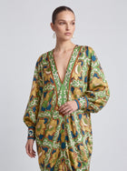 Persian Art Print Silk Kaftan Dress - Social Queen