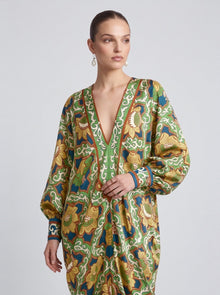 Persian Art Print Silk Kaftan Dress - Social Queen