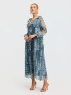 Persian Geometric Print Silk Dress - Social Queen