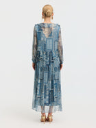 Persian Geometric Print Silk Dress - Social Queen