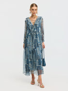 Persian Geometric Print Silk Dress - Social Queen