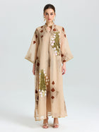 Placement Embroidered Linen Dress - Social Queen