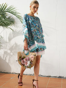 Placement Floral Silk Cape Top - Social Queen