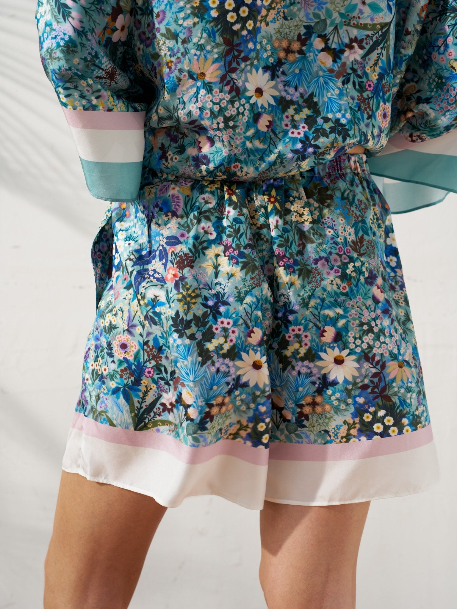 Placement Floral Silk Shorts - Social Queen