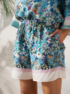 Placement Floral Silk Shorts - Social Queen