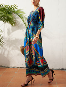 Placement Print Chiffon Dress - Social Queen