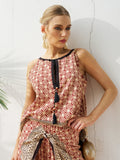 Placement Print Halter Tie - Neck Top - Social Queen