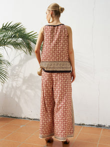 Placement Print Halter Tie - Neck Top - Social Queen