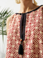 Placement Print Halter Tie - Neck Top - Social Queen