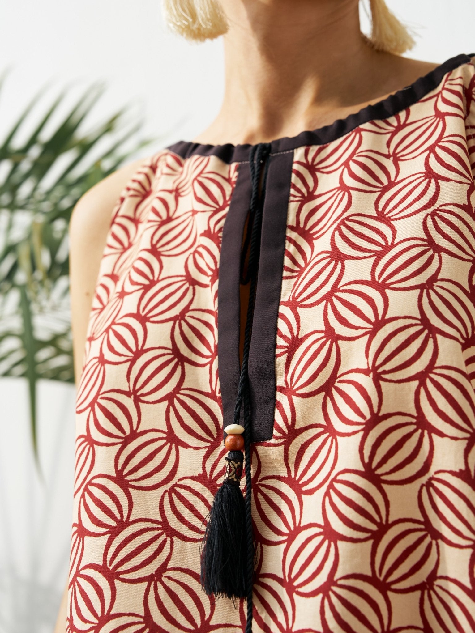 Placement Print Halter Tie - Neck Top - Social Queen