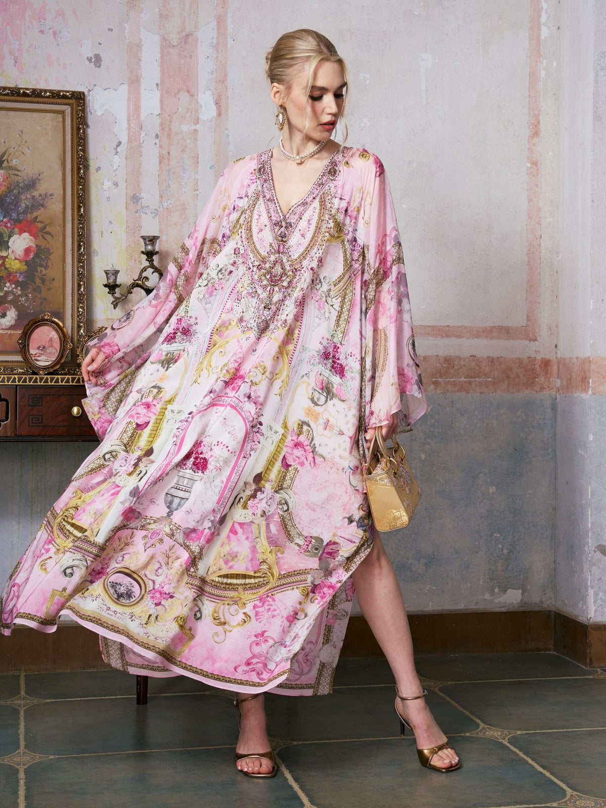 Placement Print Mulberry Silk Dress - Social Queen