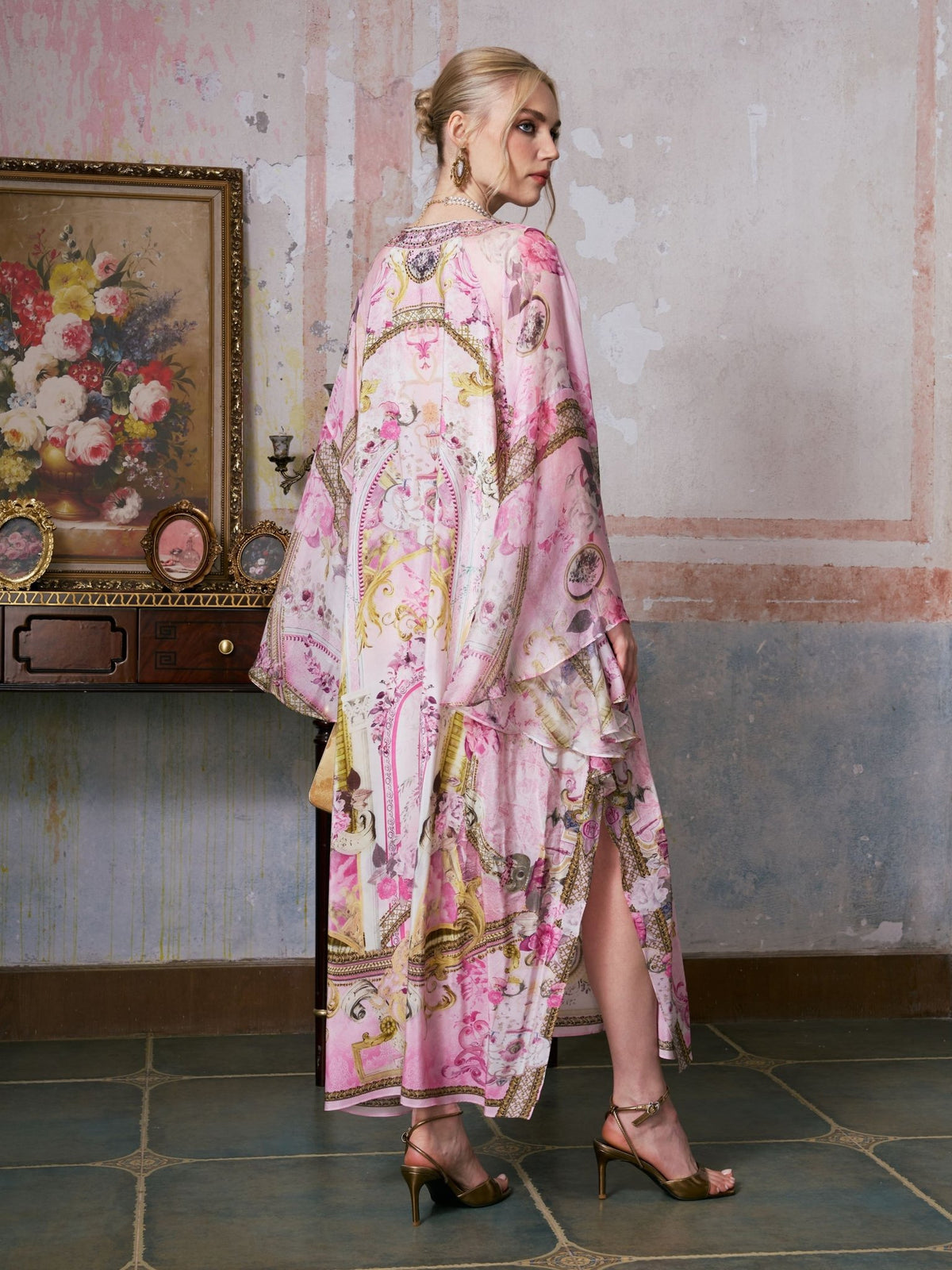 Placement Print Mulberry Silk Dress - Social Queen