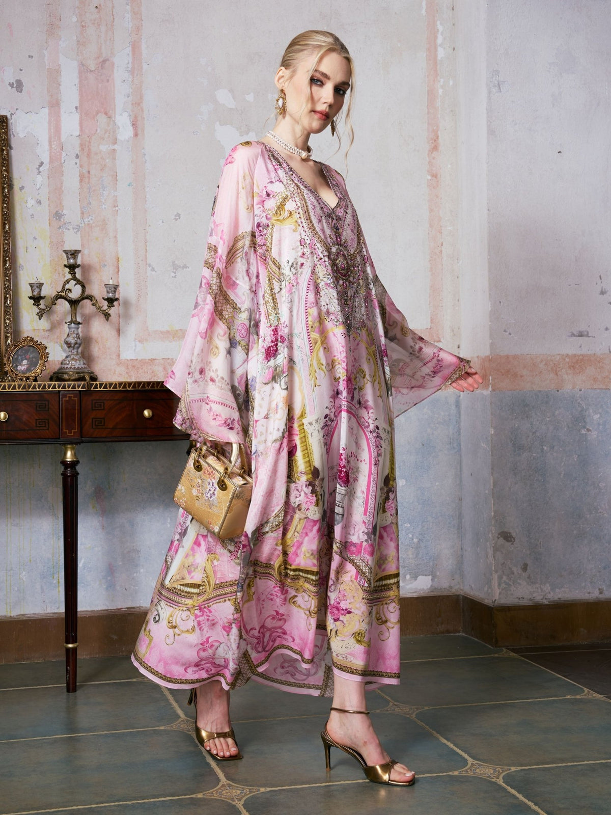 Placement Print Mulberry Silk Dress - Social Queen