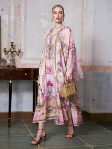 Placement Print Mulberry Silk Dress - Social Queen